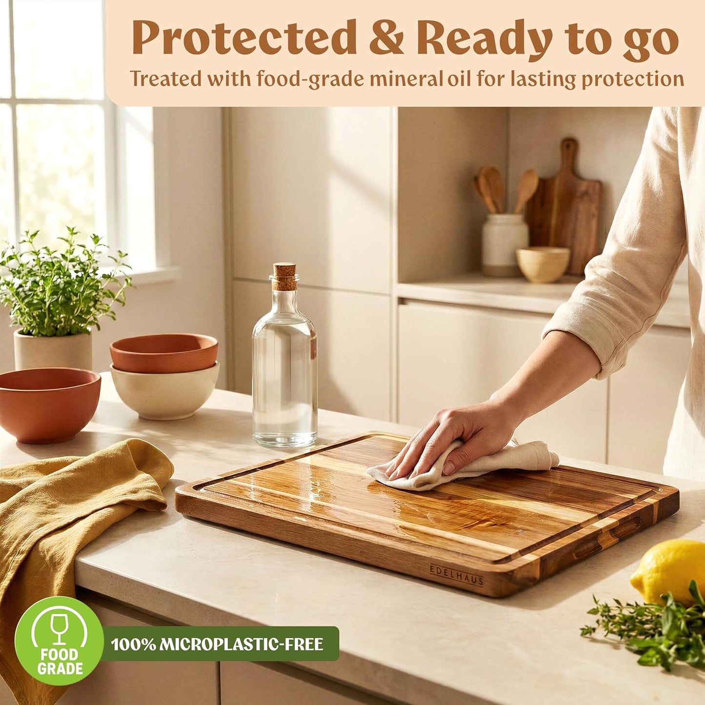 Acacia Wood Cutting Board for Kitchen, Non-Toxic Cutting Board Set of 3, Chopping Boards with Deep Juice Groove for Meat, Cheese & Vegetables - Durable & Double sided with serving Compartments