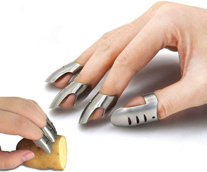 Safe Slice Finger, 4 pcs Finger Guard For Cutting Professional Stainless Steel Safe Slice Finger Guard Cooking Tool Finger Protector