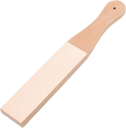2PCS 11.06 x 1.69 Inch Leather Honing Strop Sharpener for Knife Sharpening Small Double-Sided Beech Wood Leather Strop with Ergonomic Handle Block Polishing Woodcarving Tools for Polish