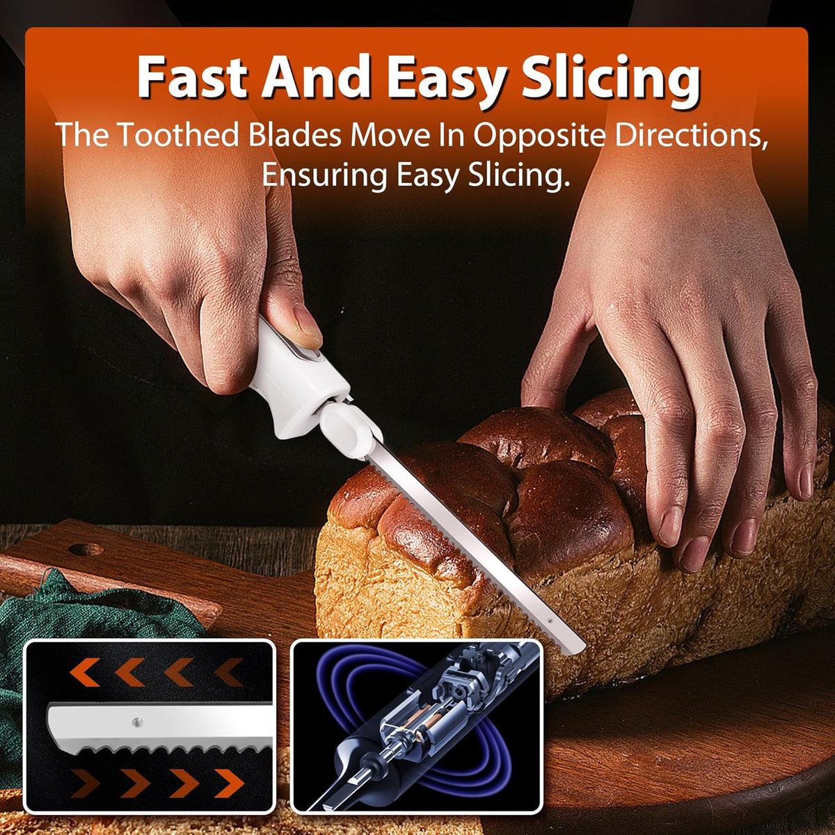Electric Knife,Wired Electric Carving Knife Set with Two Serrated Stainless Steel Blades,Carving Fork,with Non Slip Handle,Safety Lock and Storage Case for Meat,Bread,Other and Foods