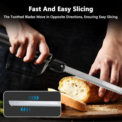 Electric Knife,Wired Electric Carving Knife Set with Two Serrated Stainless Steel Blades,Carving Fork,with Non Slip Handle,Safety Lock and Storage Case for Meat,Bread,Other and Foods