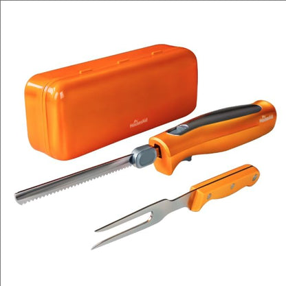 Electric Knife,Wired Electric Carving Knife Set with Two Serrated Stainless Steel Blades,Carving Fork,with Non Slip Handle,Safety Lock and Storage Case for Meat,Bread,Other and Foods