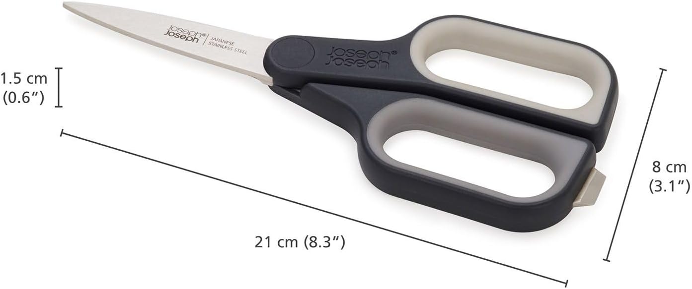 PowerGrip Kitchen Shears Scissors with Thumb Grip and Herb Stripper Separates for Cleaning Japanese Stainless-Steel, White/Green