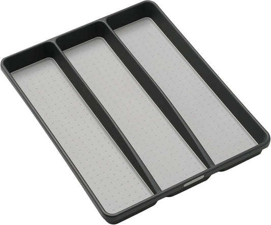 Classic Utensil Tray - Granite | CLASSIC COLLECTION | 3-Compartments | Kitchen Organizer | Non-slip Lining and Rubber Feet | Easy to Clean | BPA-Free Large