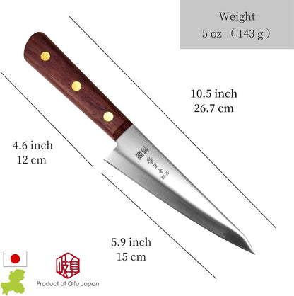 Seki Japan Tomihide Japanese Professional Boning Knife Traiangle Type, 150 mm (5.9 inch), Japanese Stainless steel Kitchen Cutlery, Chef Knives with Wood Handle for Home Kitchen & Restaurant