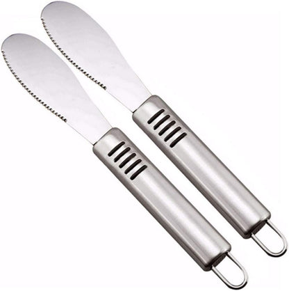 2PCS Butter Spreaders Spatula, Stainless Steel Butter Knives Condiment Cheese Dessert Jam Cream Spreader for Breads, Sandwiches - 8.4 Inches
