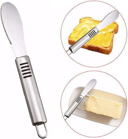 2PCS Butter Spreaders Spatula, Stainless Steel Butter Knives Condiment Cheese Dessert Jam Cream Spreader for Breads, Sandwiches - 8.4 Inches