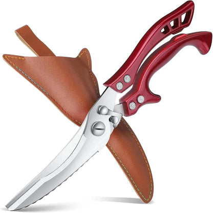 Poultry Shears, Heavy Duty Kitchen Shears with Serrated Edge, No Rust Spring Loaded, Multipurpose Stainless Steel Kitchen Scissors for Chicken, Bone, Meat, Turkey, Fish Thanksgiving Gifts