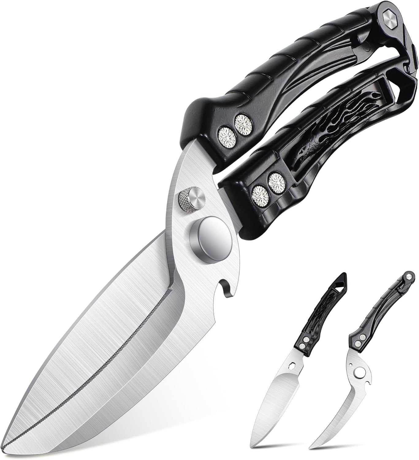 Poultry Shears, Heavy Duty Kitchen Shears with Serrated Edge, No Rust Spring Loaded, Multipurpose Stainless Steel Kitchen Scissors for Chicken, Bone, Meat, Turkey, Fish Thanksgiving Gifts