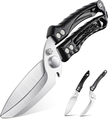 Poultry Shears, Heavy Duty Kitchen Shears with Serrated Edge, No Rust Spring Loaded, Multipurpose Stainless Steel Kitchen Scissors for Chicken, Bone, Meat, Turkey, Fish Thanksgiving Gifts