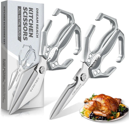 Poultry Shears, Heavy Duty Kitchen Shears with Serrated Edge, No Rust Spring Loaded, Multipurpose Stainless Steel Kitchen Scissors for Chicken, Bone, Meat, Turkey, Fish Thanksgiving Gifts