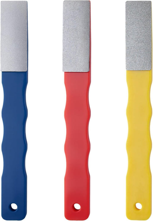 3Pcs Diamond Sharpening Hones Sets 3Grits 220# 400# 600# Color Coded Diamond Sharpening Stones Tools Flat Hand File Knife Set for Hunting, Outdoor