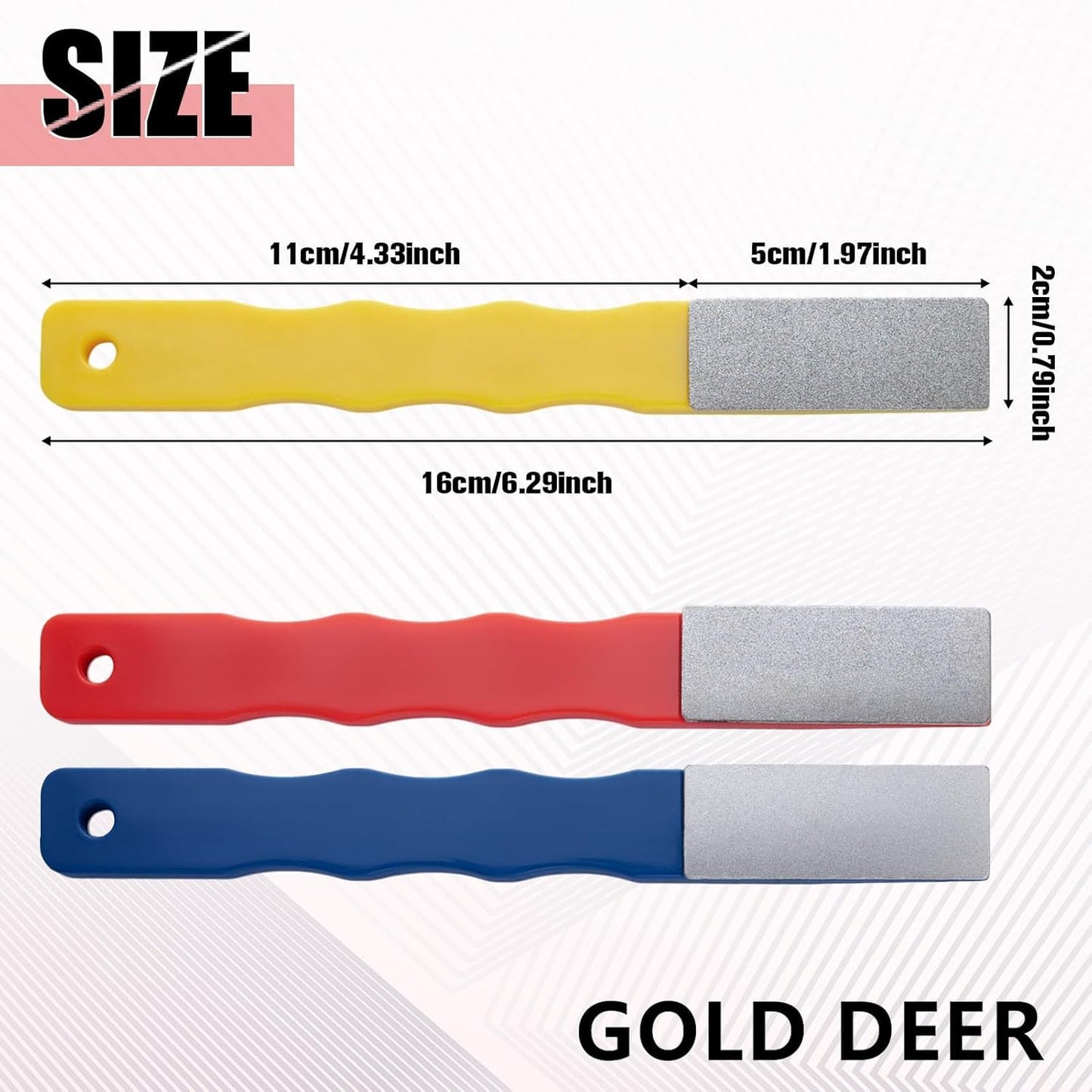 3Pcs Diamond Sharpening Hones Sets 3Grits 220# 400# 600# Color Coded Diamond Sharpening Stones Tools Flat Hand File Knife Set for Hunting, Outdoor
