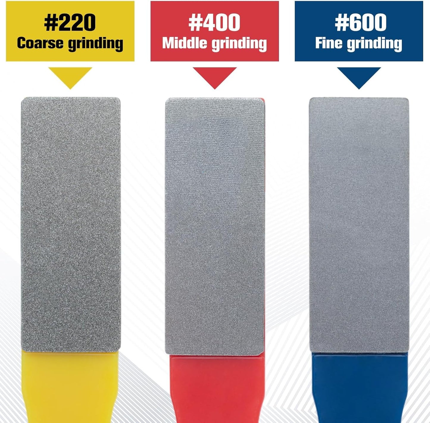 3Pcs Diamond Sharpening Hones Sets 3Grits 220# 400# 600# Color Coded Diamond Sharpening Stones Tools Flat Hand File Knife Set for Hunting, Outdoor