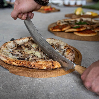 Stainless Steel Cheese Knife - for All Types of Cheese Pizza - Multi-Functional Cheese Slicer - Handheld Slicer - Silver Non-Stick Oak Wood - Dishwasher Safe - for Kitchen Cooking