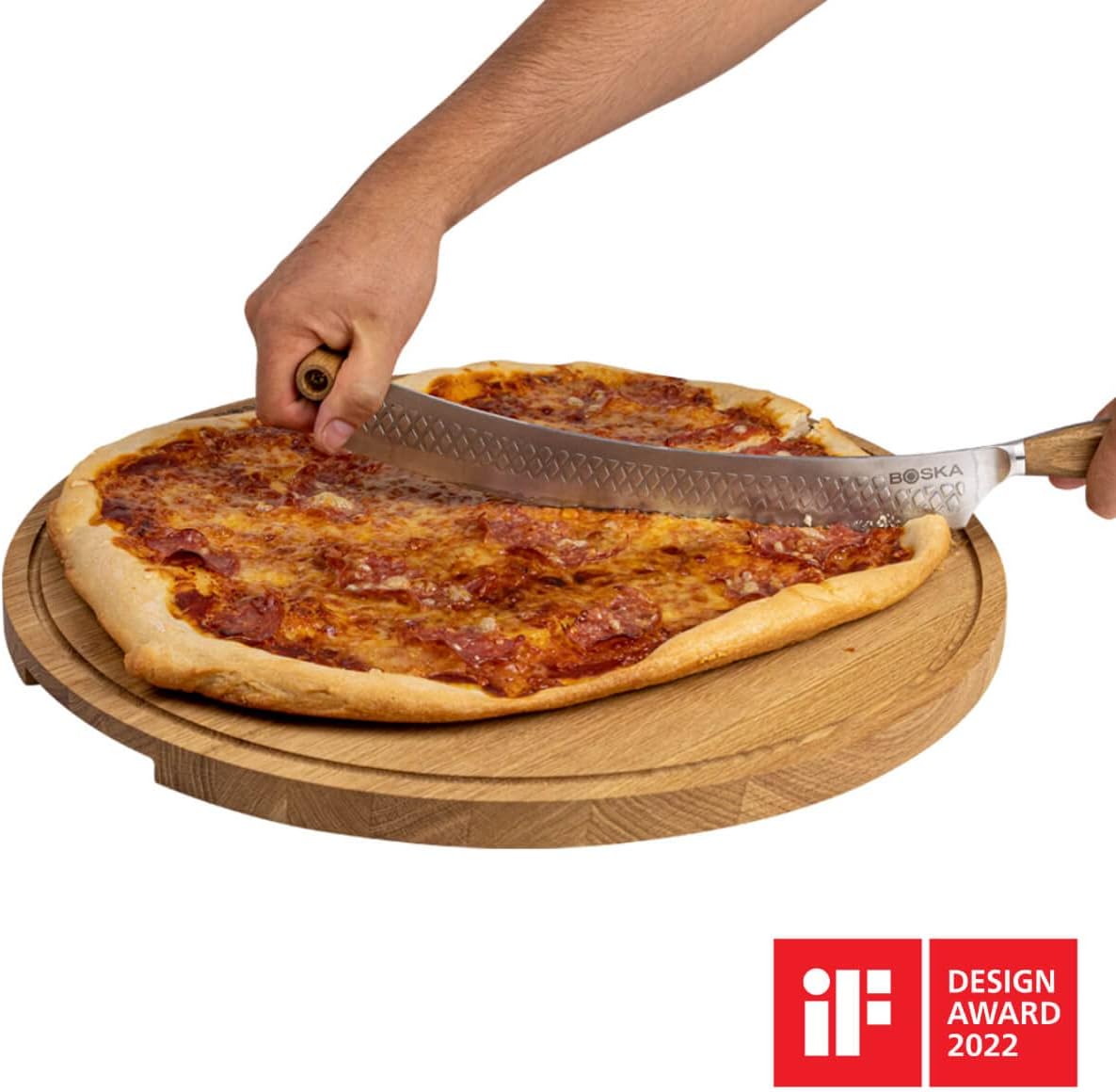 Stainless Steel Cheese Knife - for All Types of Cheese Pizza - Multi-Functional Cheese Slicer - Handheld Slicer - Silver Non-Stick Oak Wood - Dishwasher Safe - for Kitchen Cooking