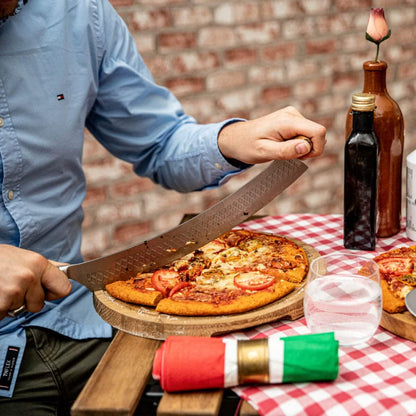 Stainless Steel Cheese Knife - for All Types of Cheese Pizza - Multi-Functional Cheese Slicer - Handheld Slicer - Silver Non-Stick Oak Wood - Dishwasher Safe - for Kitchen Cooking