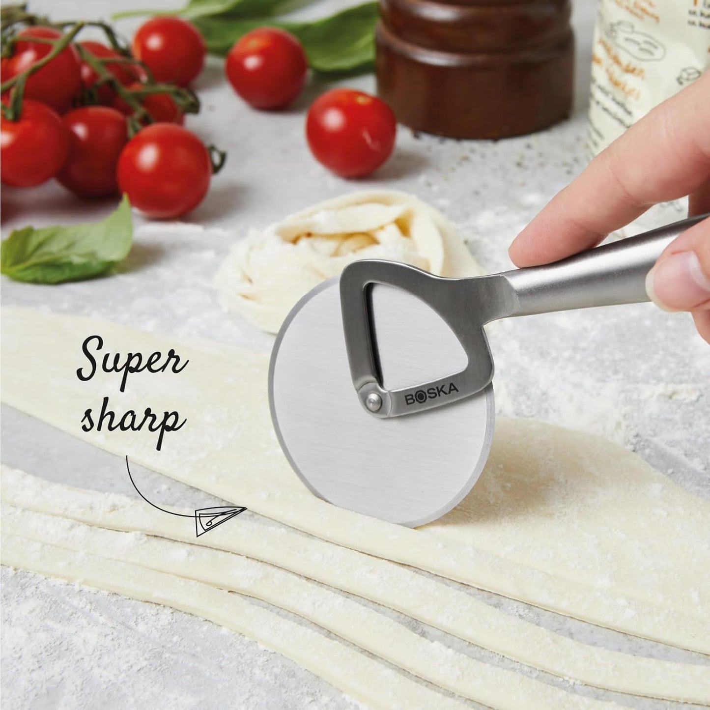 Stainless Steel Cheese Knife - for All Types of Cheese Pizza - Multi-Functional Cheese Slicer - Handheld Slicer - Silver Non-Stick Oak Wood - Dishwasher Safe - for Kitchen Cooking