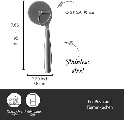 Stainless Steel Cheese Knife - for All Types of Cheese Pizza - Multi-Functional Cheese Slicer - Handheld Slicer - Silver Non-Stick Oak Wood - Dishwasher Safe - for Kitchen Cooking