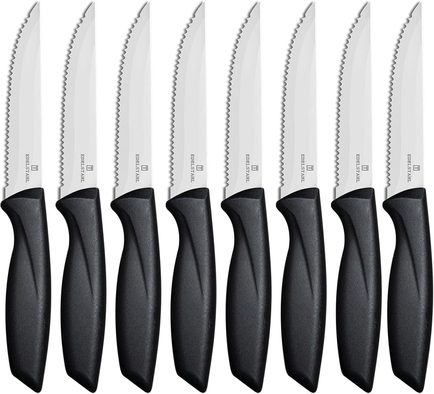 Steak Knives Set of 4, Premium Steak Knife,Stainless Steel Steak Knives Set,Sharp Serrated Steak Knife,Ergonomic Black Handle Steak Knifes,Durable Kitchen Steak Knifes,Dishwasher Safe