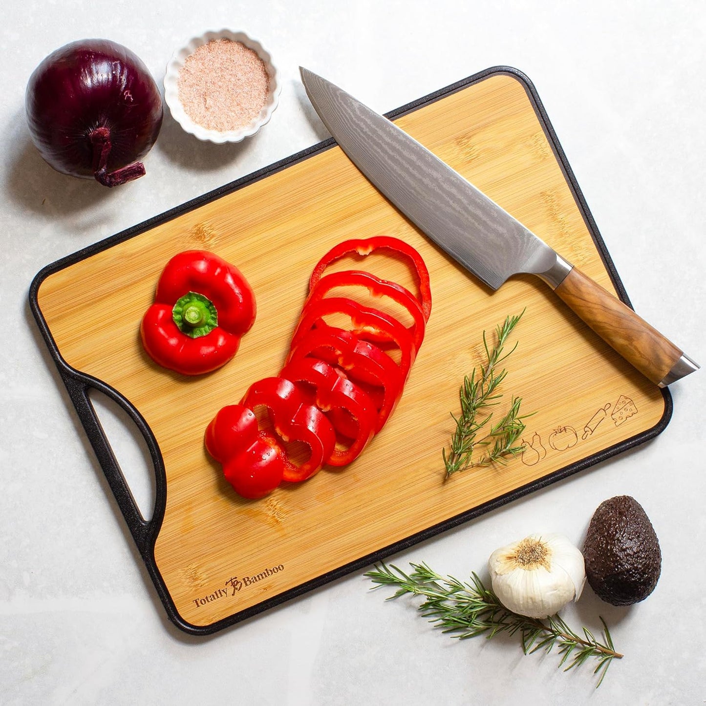 Poly-Boo Reversible Cutting Board – Dual-Sided with Bamboo & BPA-Free Poly Surfaces | 15" x 11" Meat & Vegetable Prep Board | Durable & Knife-Friendly