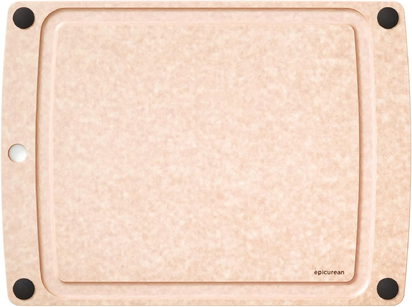 All-In-One Cutting Board with Non-Slip Feet and Juice Groove, 17.5" × 13", Natural/Black