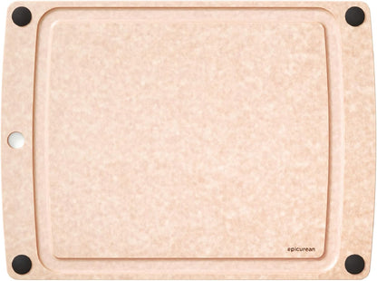 All-In-One Cutting Board with Non-Slip Feet and Juice Groove, 17.5" × 13", Natural/Black