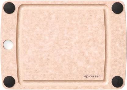 All-In-One Cutting Board with Non-Slip Feet and Juice Groove, 17.5" × 13", Natural/Black
