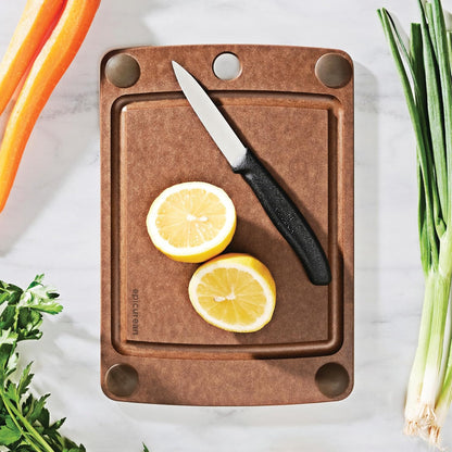 All-In-One Cutting Board with Non-Slip Feet and Juice Groove, 17.5" × 13", Natural/Black
