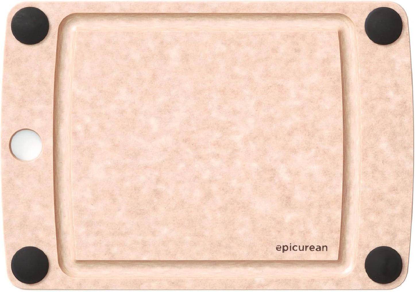 All-In-One Cutting Board with Non-Slip Feet and Juice Groove, 17.5" × 13", Natural/Black