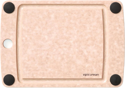 All-In-One Cutting Board with Non-Slip Feet and Juice Groove, 17.5" × 13", Natural/Black