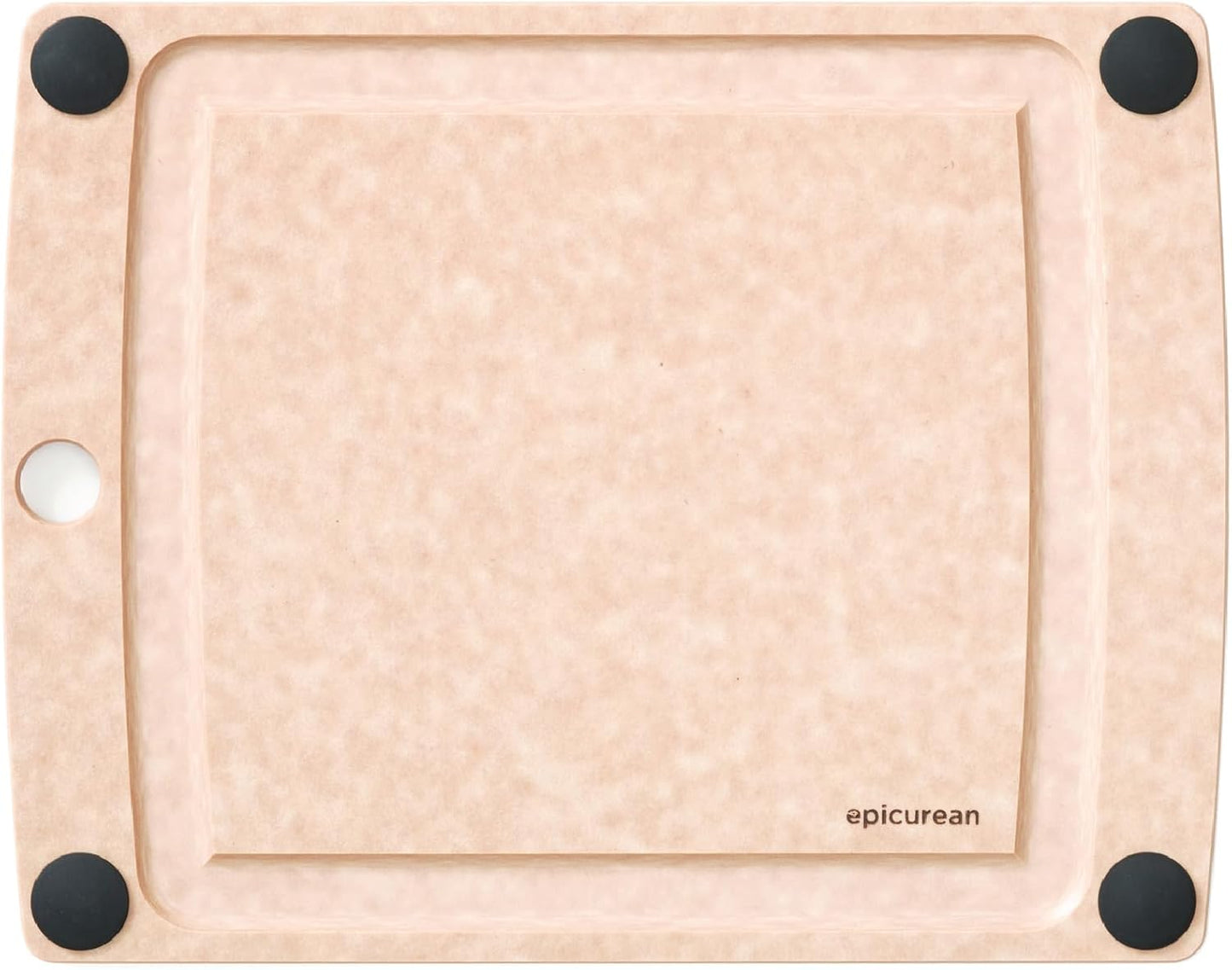 All-In-One Cutting Board with Non-Slip Feet and Juice Groove, 17.5" × 13", Natural/Black
