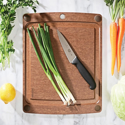 All-In-One Cutting Board with Non-Slip Feet and Juice Groove, 17.5" × 13", Natural/Black