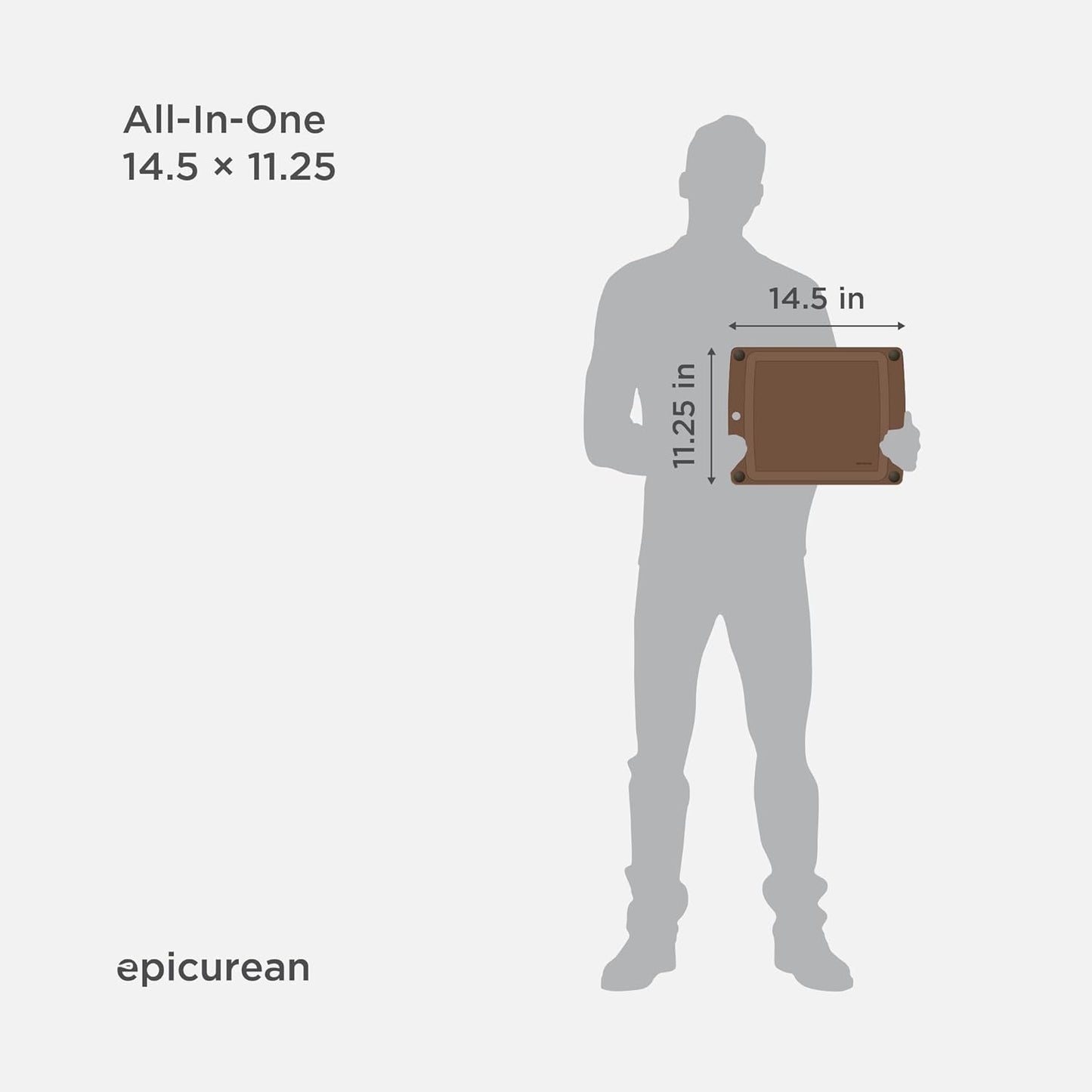 All-In-One Cutting Board with Non-Slip Feet and Juice Groove, 17.5" × 13", Natural/Black