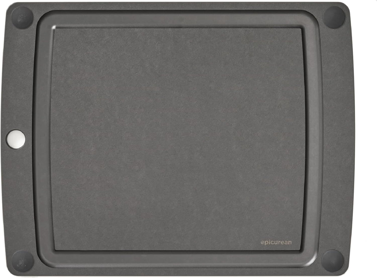 All-In-One Cutting Board with Non-Slip Feet and Juice Groove, 17.5" × 13", Natural/Black