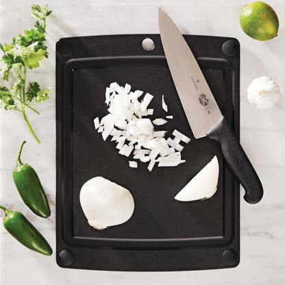 All-In-One Cutting Board with Non-Slip Feet and Juice Groove, 17.5" × 13", Natural/Black