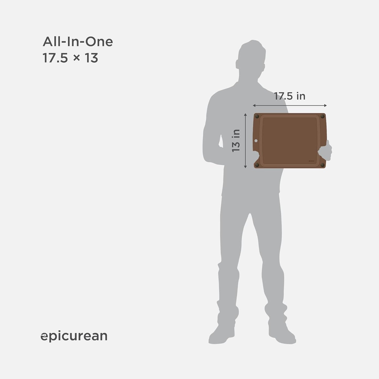 All-In-One Cutting Board with Non-Slip Feet and Juice Groove, 17.5" × 13", Natural/Black