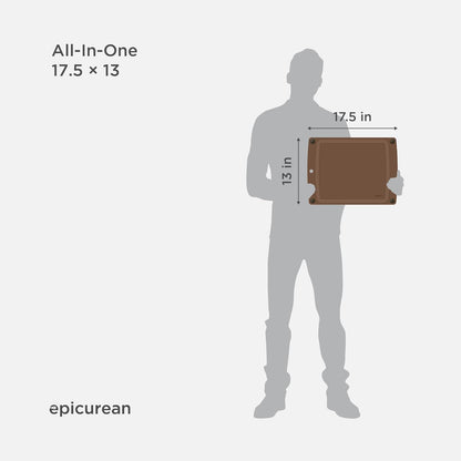 All-In-One Cutting Board with Non-Slip Feet and Juice Groove, 17.5" × 13", Natural/Black
