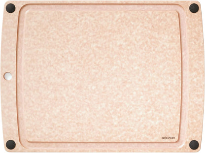 All-In-One Cutting Board with Non-Slip Feet and Juice Groove, 17.5" × 13", Natural/Black