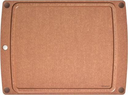 All-In-One Cutting Board with Non-Slip Feet and Juice Groove, 17.5" × 13", Natural/Black
