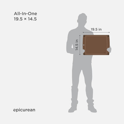 All-In-One Cutting Board with Non-Slip Feet and Juice Groove, 17.5" × 13", Natural/Black