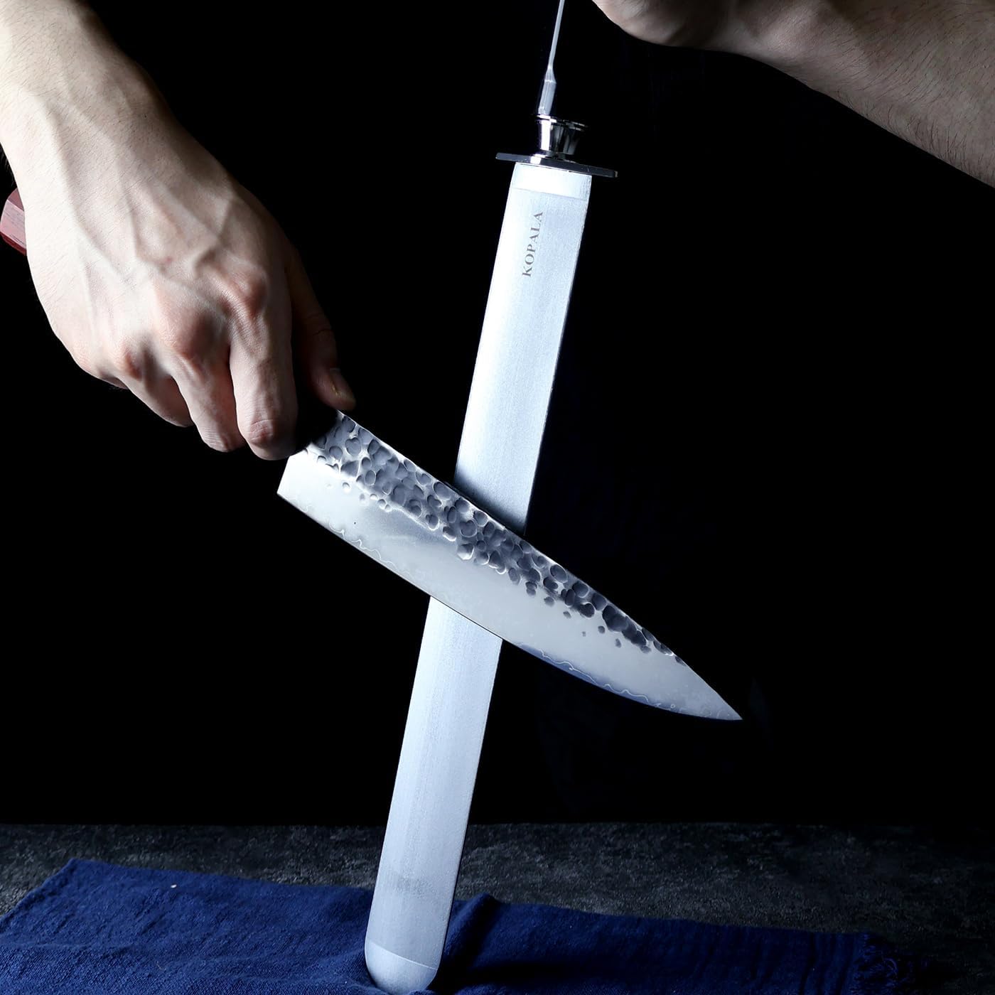 Sharpening Steel Knife Sharpener Rod Flat 12 Inches Honing Steel for Knives Heavy-duty Dark