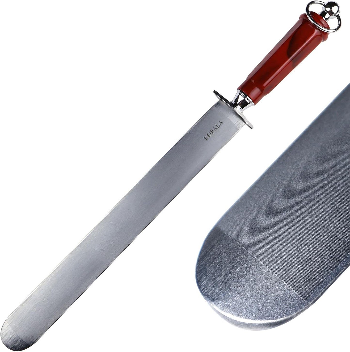Sharpening Steel Knife Sharpener Rod Flat 12 Inches Honing Steel for Knives Heavy-duty Dark