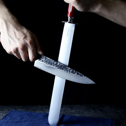 Sharpening Steel Knife Sharpener Rod Flat 12 Inches Honing Steel for Knives Heavy-duty Dark