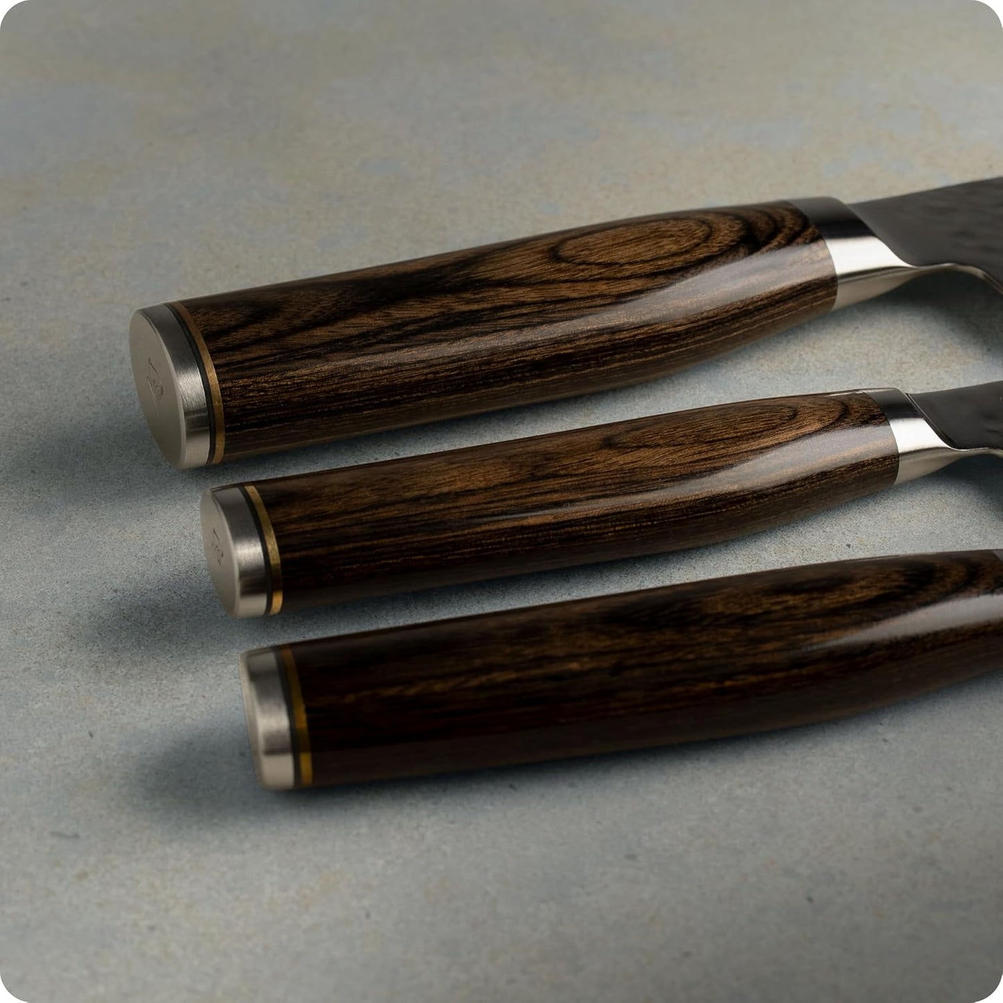 Premier Blonde 3 Piece Japan Starter Set, Includes 7" Santoku, 4" Paring & 5.5" Nakiri Knives, Handcrafted Japanese Knife Set, VG-MAX Core with Damascus Stainless Steel Cladding, Pakkawood Handle