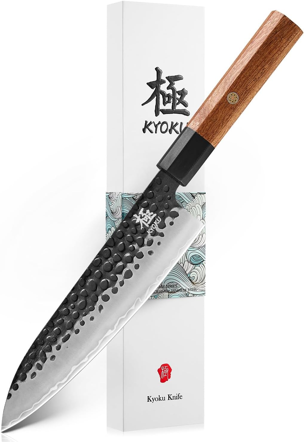 8" Chef Knife - Japanese 3 Layer Steel Kitchen Knife Rosewood Handle | 3-Layer Laminated High Carbon Steel Blade, Ergonomic Rosewood Handle, 8 Inch Precision Chopping Slicing Mincing Knife