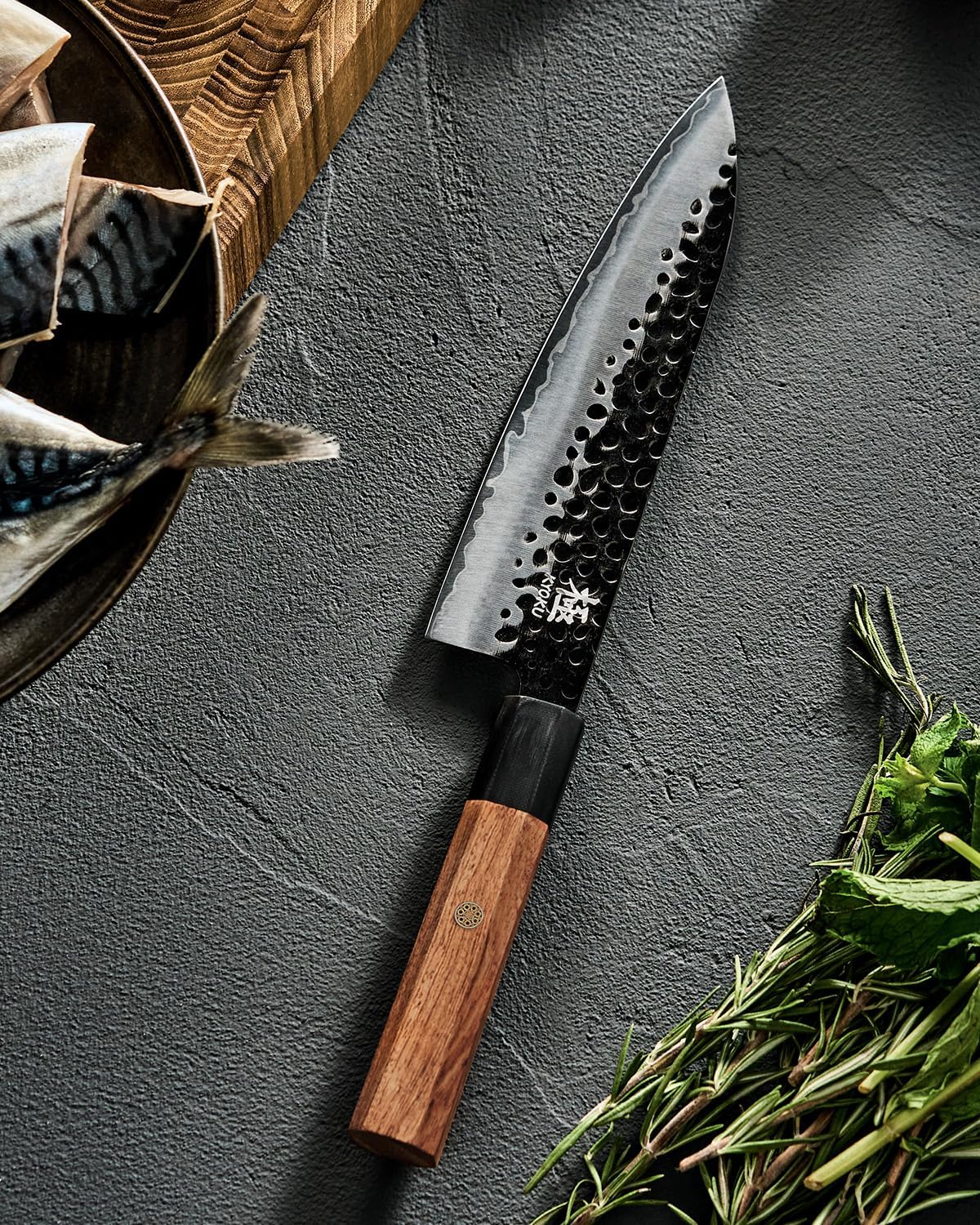 8" Chef Knife - Japanese 3 Layer Steel Kitchen Knife Rosewood Handle | 3-Layer Laminated High Carbon Steel Blade, Ergonomic Rosewood Handle, 8 Inch Precision Chopping Slicing Mincing Knife