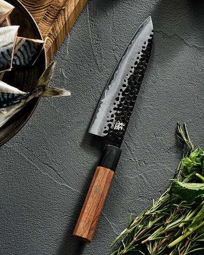 8" Chef Knife - Japanese 3 Layer Steel Kitchen Knife Rosewood Handle | 3-Layer Laminated High Carbon Steel Blade, Ergonomic Rosewood Handle, 8 Inch Precision Chopping Slicing Mincing Knife