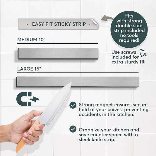 Stainless Steel Knife Magnetic Strip Multi Use Magnetic Knife Holder for Kitchen Organization Magnetic Tool Organizer for Wall Kitchen Knife Rack Utensil Holder Tool Holder 16 Inch
