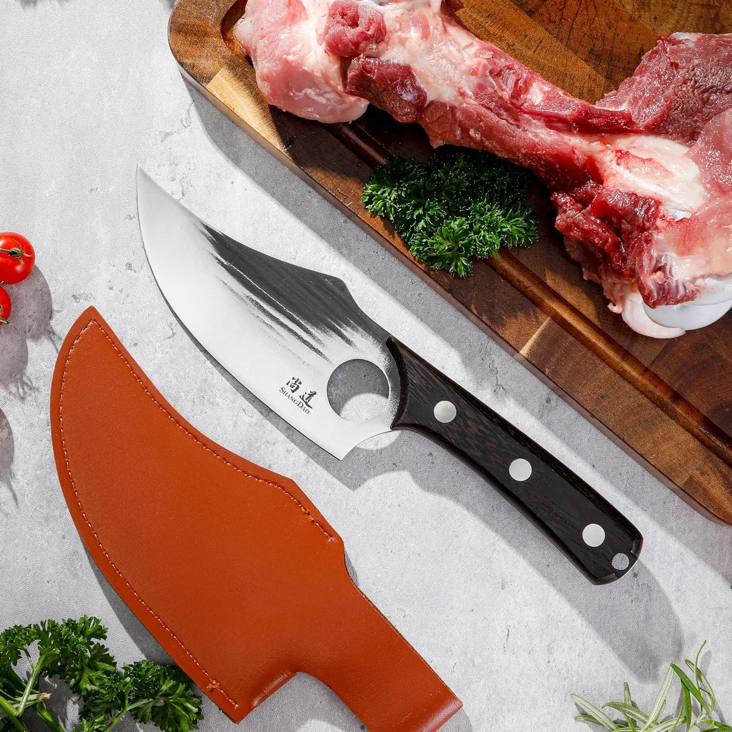 Boning Knives, 6 ″ Viking Boning Knife for Meat Cutting, High-carbon steel Chopper Knife, Forged Blade & Wood Handle, Hand Forged Full Tang Knife